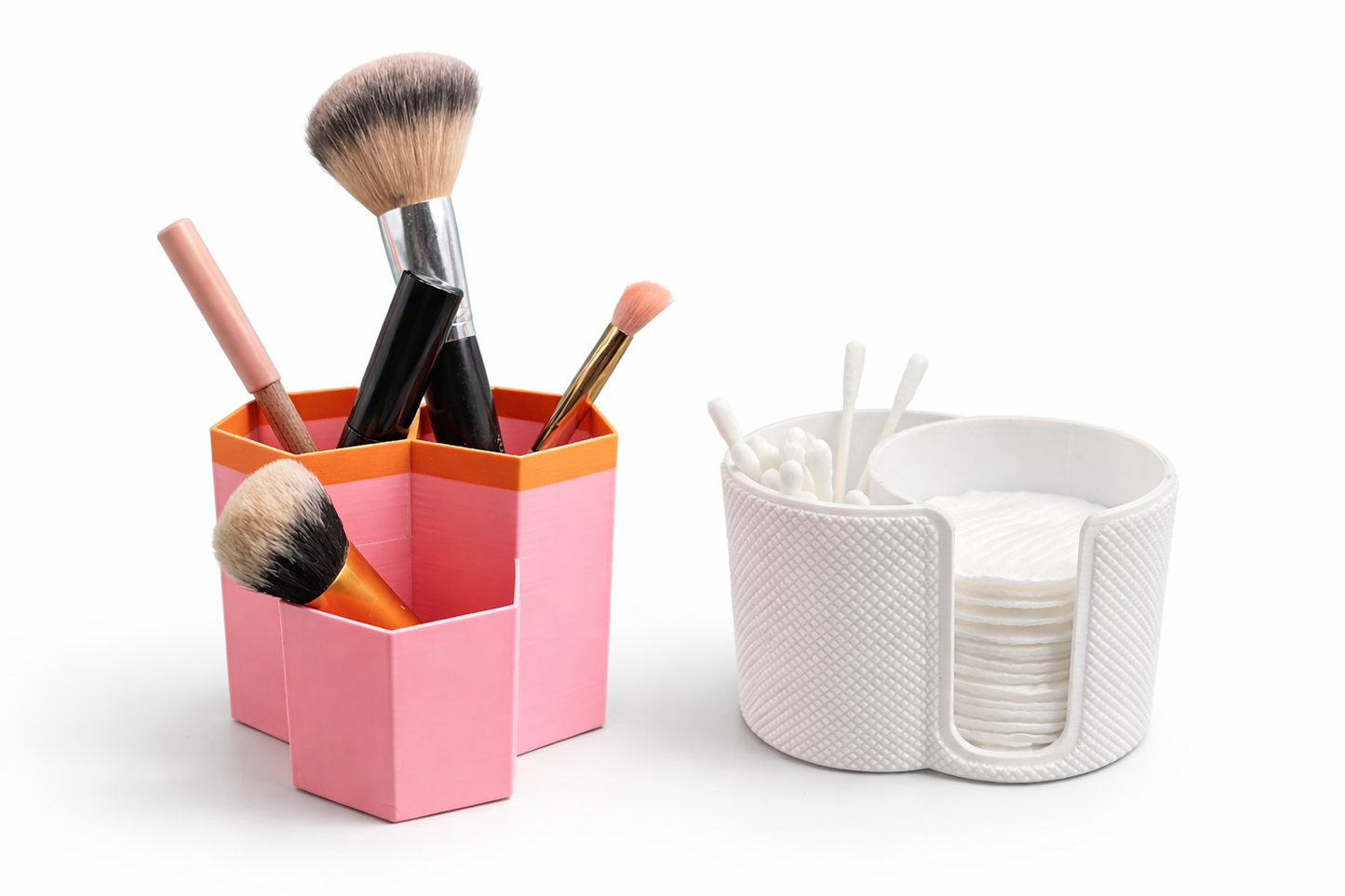 Badkamer Organizer Bundel – Make‑up Kwast Houder + Wattenhouder