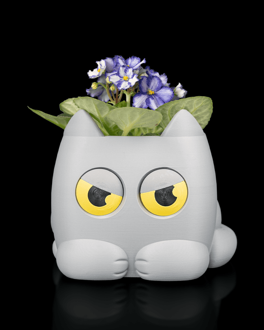 Grumpy Kat Plantenpot | 3D Geprinte Bloempot voor Kamerplanten