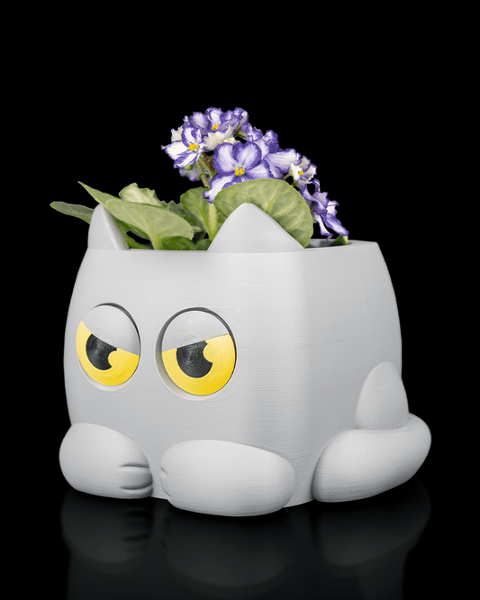 Grumpy Kat Plantenpot | 3D Geprinte Bloempot voor Kamerplanten