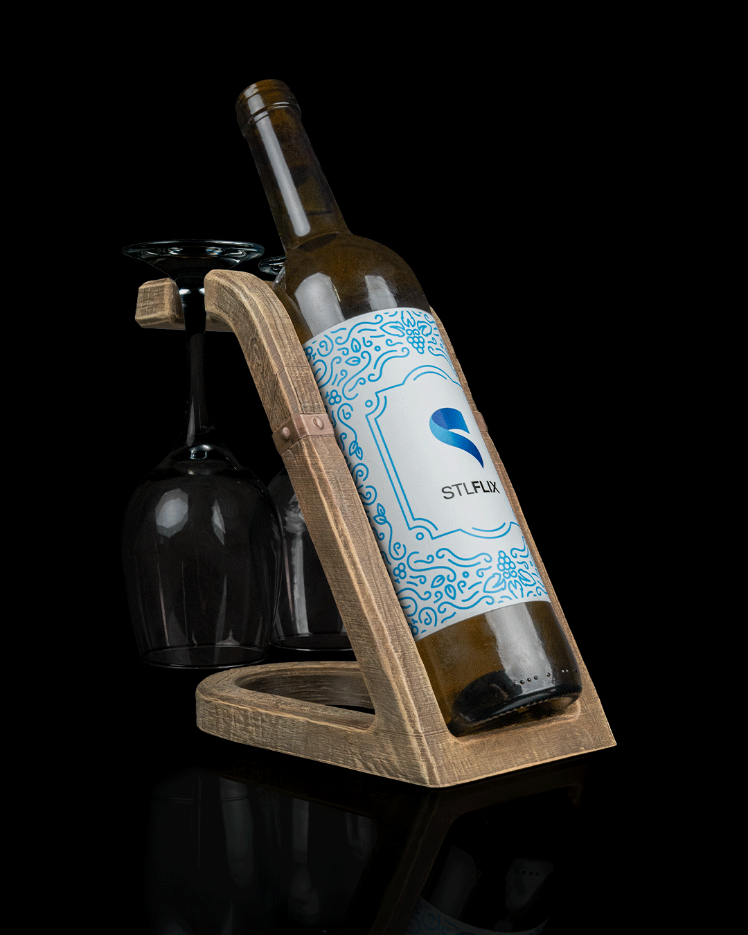 The Oak Rest | Wijnfles & Wijnglas Houder met Houtlook