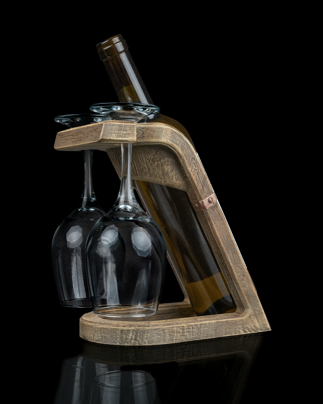 The Oak Rest | Wijnfles & Wijnglas Houder met Houtlook